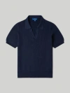 Robert Talbott Knight Short Sleeve Johnny Collar Sweater In Navy