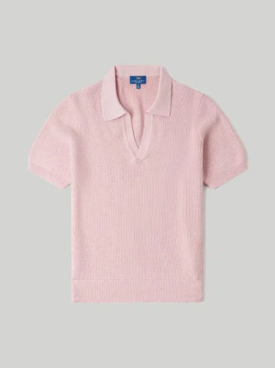 Robert Talbott Knight Short Sleeve Johnny Collar Jumper In Pink