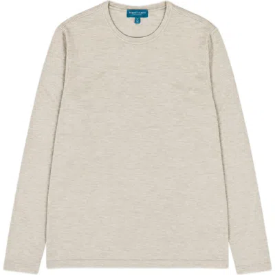 Robert Talbott Lawrence Wool Silk Fine Gauge Jersey Long Sleeve Tee In Flax