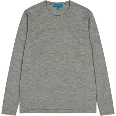 Robert Talbott Lawrence Wool Silk Fine Gauge Jersey Long Sleeve Tee In Medium Gray
