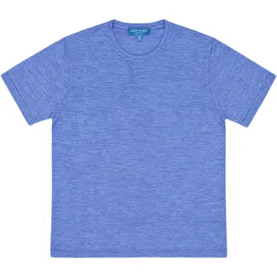 Robert Talbott Lawrence Wool Silk Fine Gauge Jersey Tee In Blue Melange