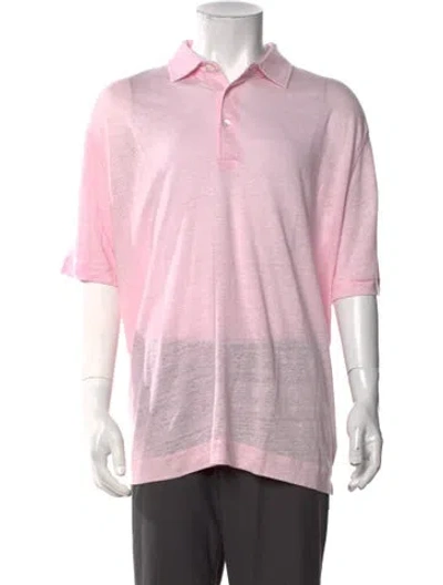 Pre-owned Robert Talbott Linen Collar Polo Shirt W/ Tags In Pink