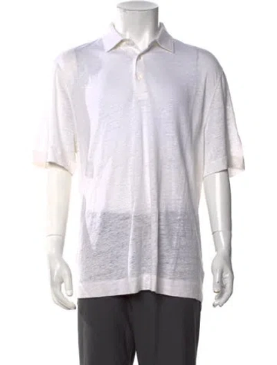 Pre-owned Robert Talbott Linen Collar Polo Shirt W/ Tags In White