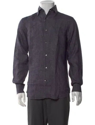 Pre-owned Robert Talbott Linen Long Sleeve Dress Shirt W/ Tags In Purple