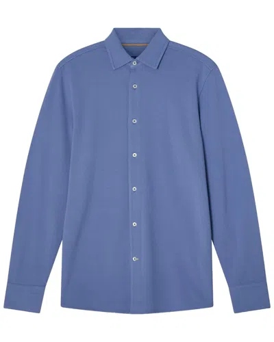 Robert Talbott Lion Long Sleeve Knit Shirt In 413-legacy Blue