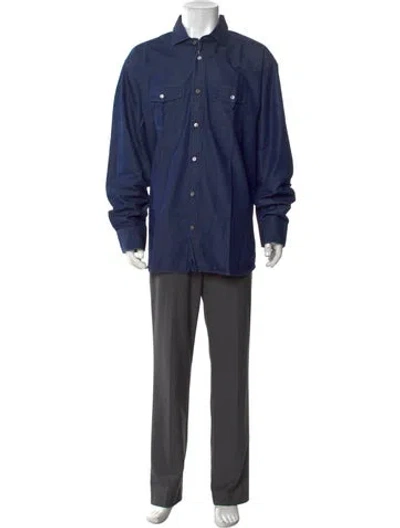 Pre-owned Robert Talbott Long Sleeve Denim Shirt W/ Tags In Blue