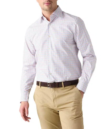 Robert Talbott Madison Check Light Weight Poplin Shirt In Contemporary Fit In Blue