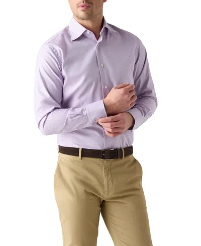 Robert Talbott Madison Check Light Weight Poplin Shirt In Contemporary Fit In Blue