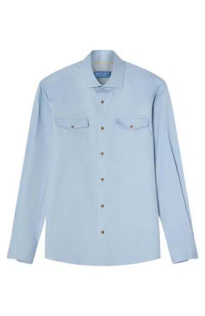 Robert Talbott Mcqueen Cashmere Blend Western Shirt In Blue