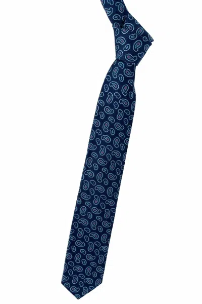 Robert Talbott Men's Best Of Class Woven Silk Tie In Navy, Aqua And Pink Paisley In Blue