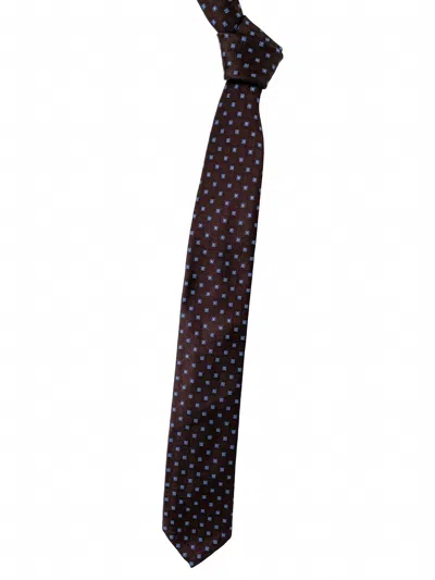 Robert Talbott Men's Geometric 'seven Fold' Woven Silk Tie In Brown, Sky Blue, And Black