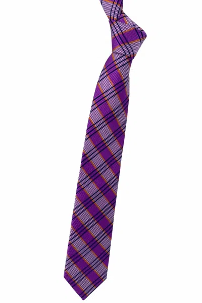 Robert Talbott Men's Houndstooth Plaid Woven Silk Tie In Purple, Orange And Navy