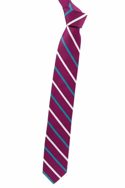 Robert Talbott Men's Multi-textured Stripe Woven Silk Tie In Raspberry, Aqua, And Silver-white In Burgundy