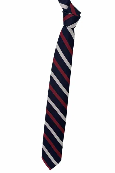 Robert Talbott Men's Regimental Self-lined Woven Silk Faille Tie In Navy, Red, And Silver-white In Multi