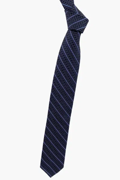 Robert Talbott Men's Stripe Best Of Class Woven Silk Tie In Navy And Grey Geometric In Pattern