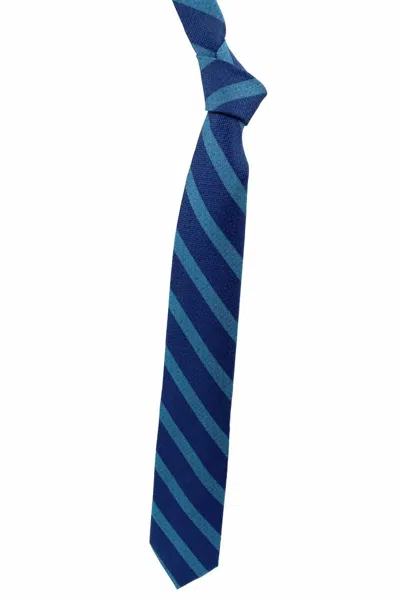 Robert Talbott Men's Textured Stripe Best Of Class Woven Silk Tie In Teal, Blue, And Black Multi