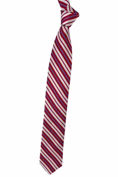 Robert Talbott Men's Woven Silk Tie In Red, Blue And Silver-grey Stripe In Pink