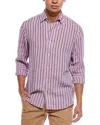 Robert Talbott Morgan Check Linen Shirt In Pink