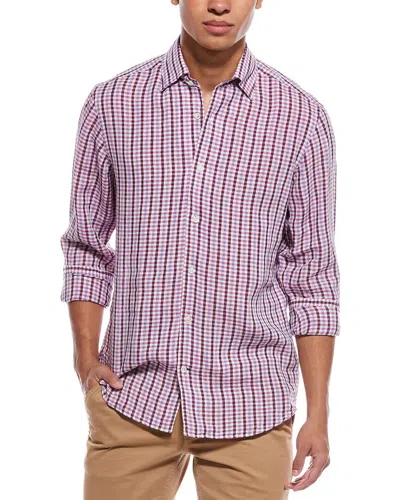 Robert Talbott Morgan Check Linen Shirt In Pink