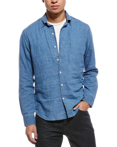 Robert Talbott Morgan Linen-blend Shirt In Blue