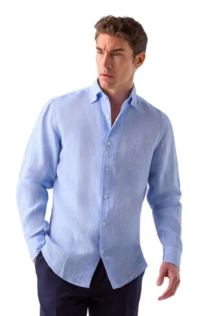 Robert Talbott Morgan Linen Shirt In Light Blue