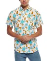 Robert Talbott Morgan Floral Print Linen Short Sleeve Shirt In Multi