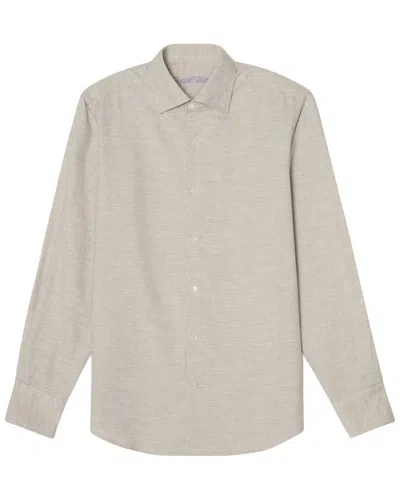 Robert Talbott Morgan Luxe Flannel Shirt In Beige