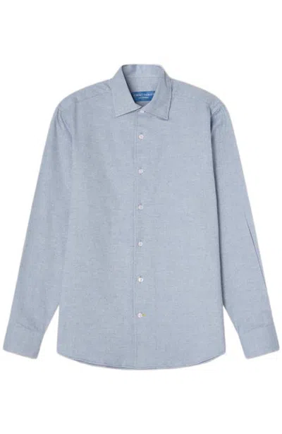 Robert Talbott Morgan Luxe Flannel Shirt In Blue