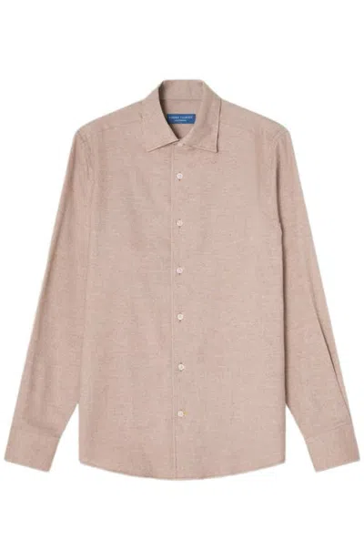 Robert Talbott Morgan Luxe Flannel Shirt In Flax