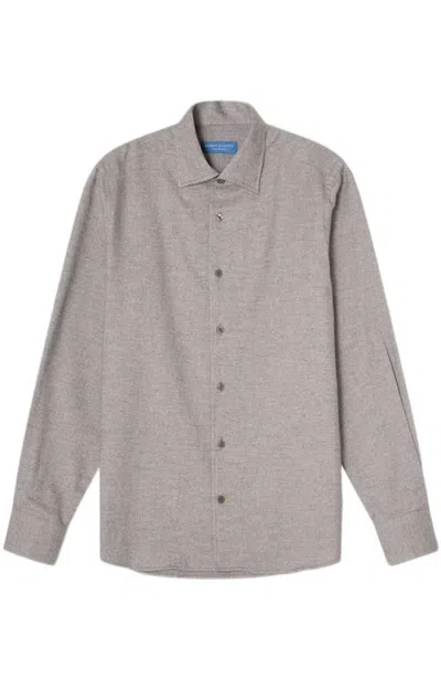 Robert Talbott Morgan Luxe Flannel Shirt In Gray