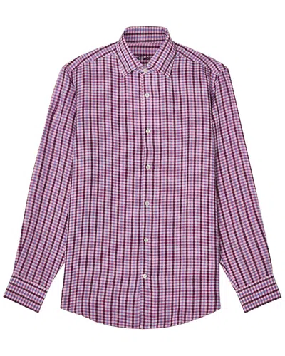 Robert Talbott Morgan Multi Check Linen Shirt In 479-navy/raspberry