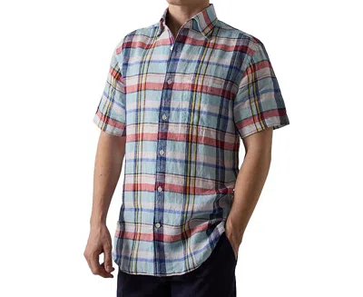 Robert Talbott Morgan Plaid Linen Short Sleeve Shirt In Multi