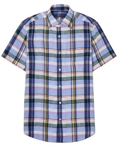 Robert Talbott Morgan Plaid Linen Short Sleeve Shirt In Multi