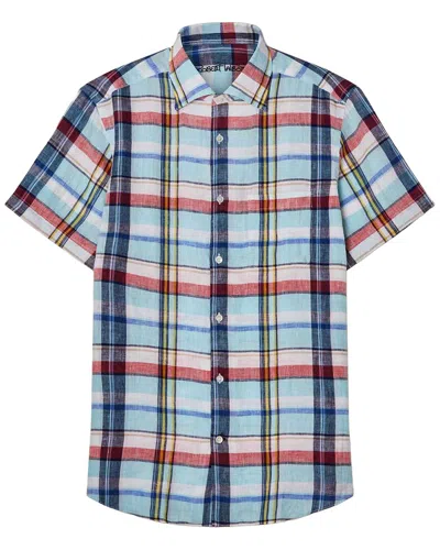 Robert Talbott Morgan Plaid Linen Short Sleeve Shirt In Multi