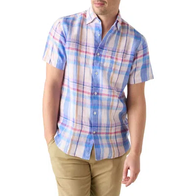 Robert Talbott Morgan Plaid Linen Short Sleeve Shirt In Multi