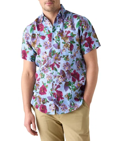 Robert Talbott Morgan Printed Floral Linen Short Sleeve Shirt In Multi