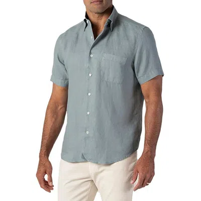 Robert Talbott Morgan Short Sleeve Linen Shirt In Gray
