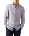 Robert Talbott Morgan Stripe Linen Shirt In Blue