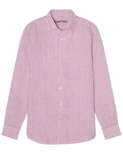Robert Talbott Morgan Stripe Linen Shirt In Pink