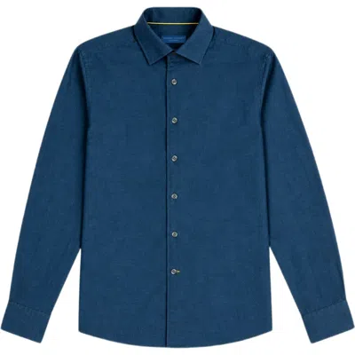 Robert Talbott Morgan Ultra Light Weight Brushed Twill Shirt In Denim Blue