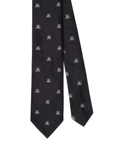 Robert Talbott Newman 7 Fold Dragon Necktie In Black