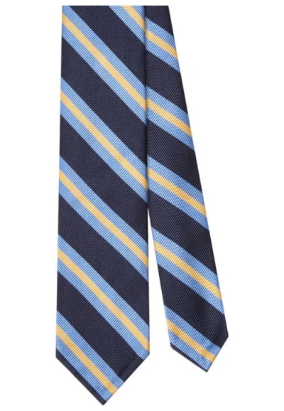 Robert Talbott Newman 7-fold Signature Repp Silk Necktie In Blue