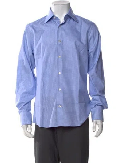 Pre-owned Robert Talbott Patterned Long Sleeve Dress Shirt W/ Tags In Blue