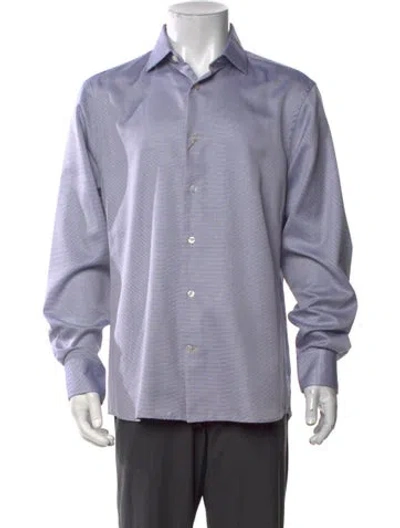 Pre-owned Robert Talbott Patterned Long Sleeve Dress Shirt W/ Tags In Blue