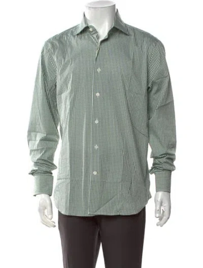 Pre-owned Robert Talbott Plaid Print Long Sleeve Dress Shirt W/ Tags In Green