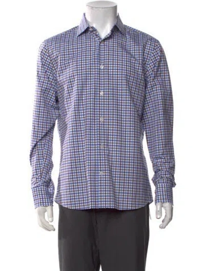 Pre-owned Robert Talbott Plaid Print Long Sleeve Dress Shirt W/ Tags In Neutrals