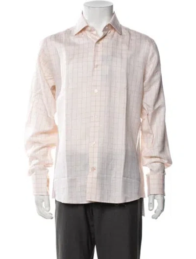 Pre-owned Robert Talbott Plaid Print Long Sleeve Dress Shirt W/ Tags In Pink