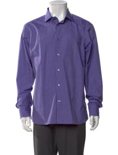 Pre-owned Robert Talbott Plaid Print Long Sleeve Dress Shirt W/ Tags In Purple