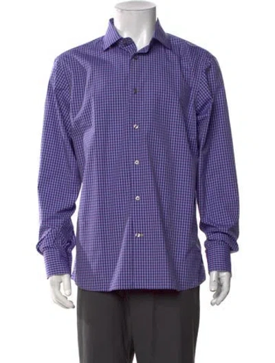 Pre-owned Robert Talbott Plaid Print Long Sleeve Dress Shirt W/ Tags In Purple