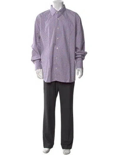 Pre-owned Robert Talbott Plaid Print Long Sleeve Dress Shirt W/ Tags In Purple